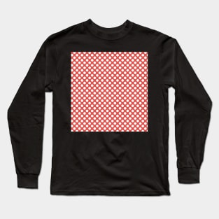 White polka dots on red background Long Sleeve T-Shirt